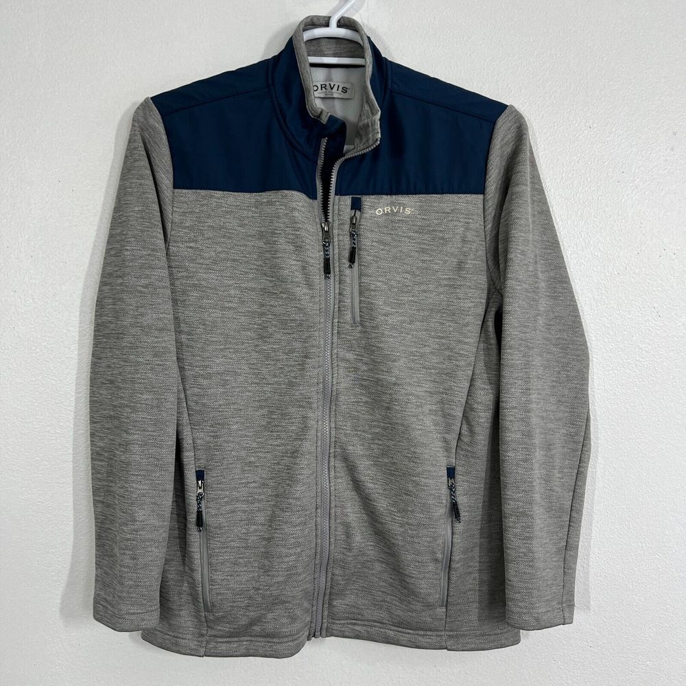 ORVIS Classic‎ Collection Shacket Mens Small Bonded Mesh Full Zip Blue & Gray